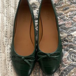 SOLD J.Crew Ballet Flats - dark green croc skin size 6.5